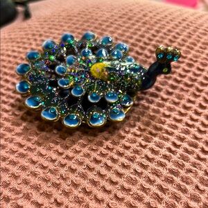 Elegant Blue and Gold Peacock Trinket Box